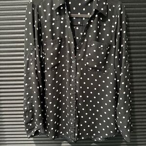 Express Portofino Polka Dot Black and White Blouse